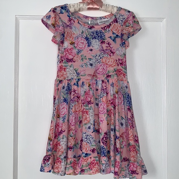 NWT Posh Peanut Lyric Ruffled Twirl Dress Pink Floral 3/4 - Picture 11 of 11